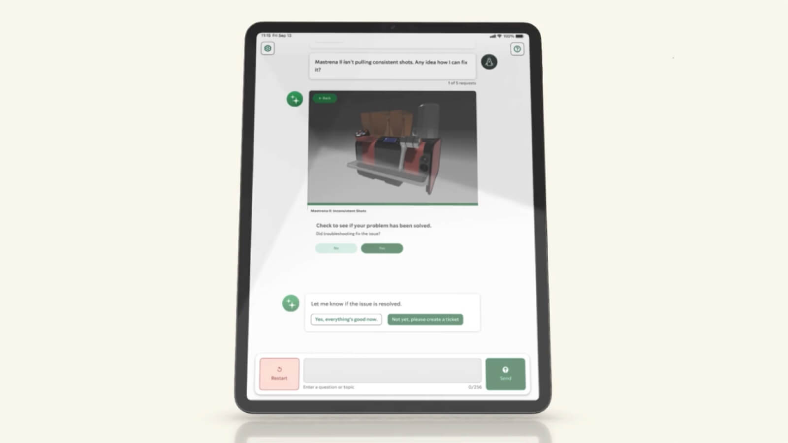 Vista de la aplicación de Starbucks impulsada con GenAI en una tablet.
