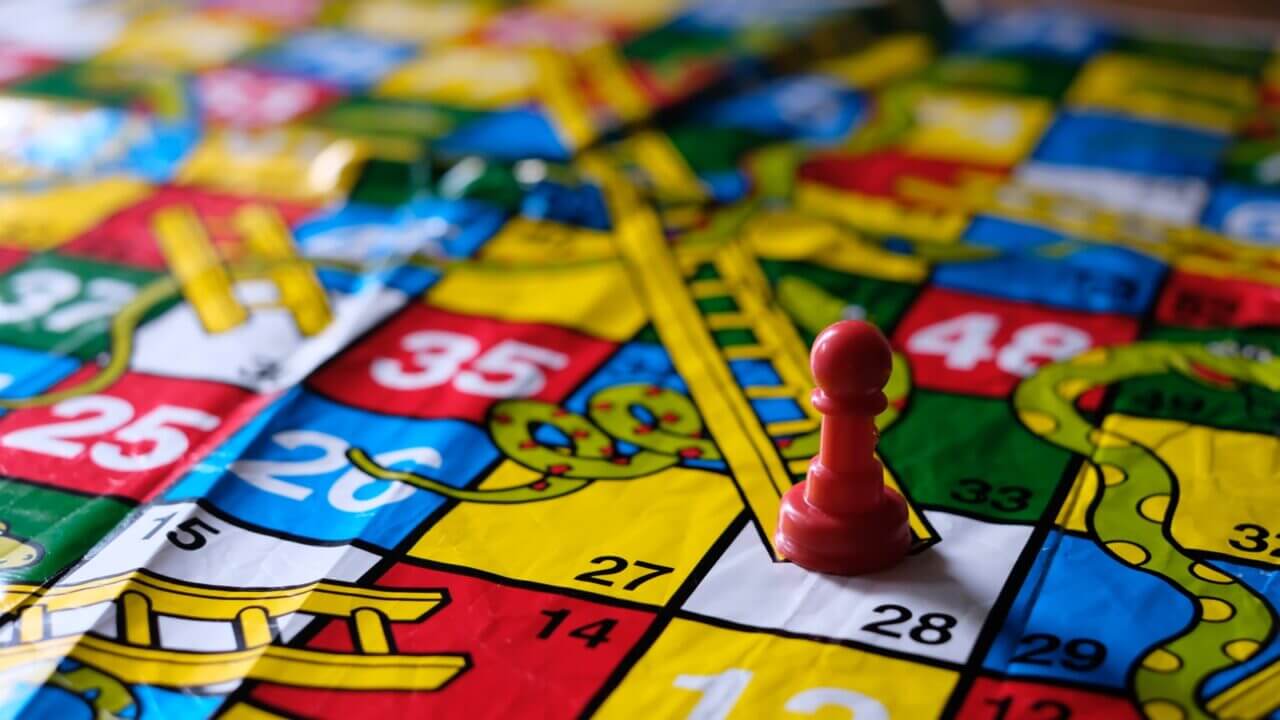 Close-up,Of,Snakes,And,Ladders,Game,Children,Playground.,Bangkok,,Thailand