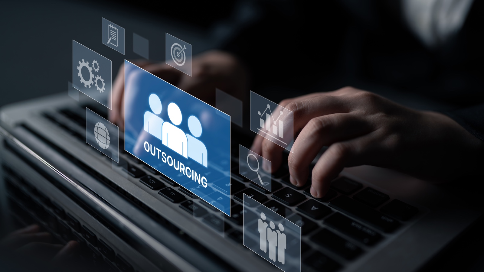 Outsourcing,Concept,Showing,Collaboration,,Delegation,,Global,Workforce,,Productivity,,And,Task