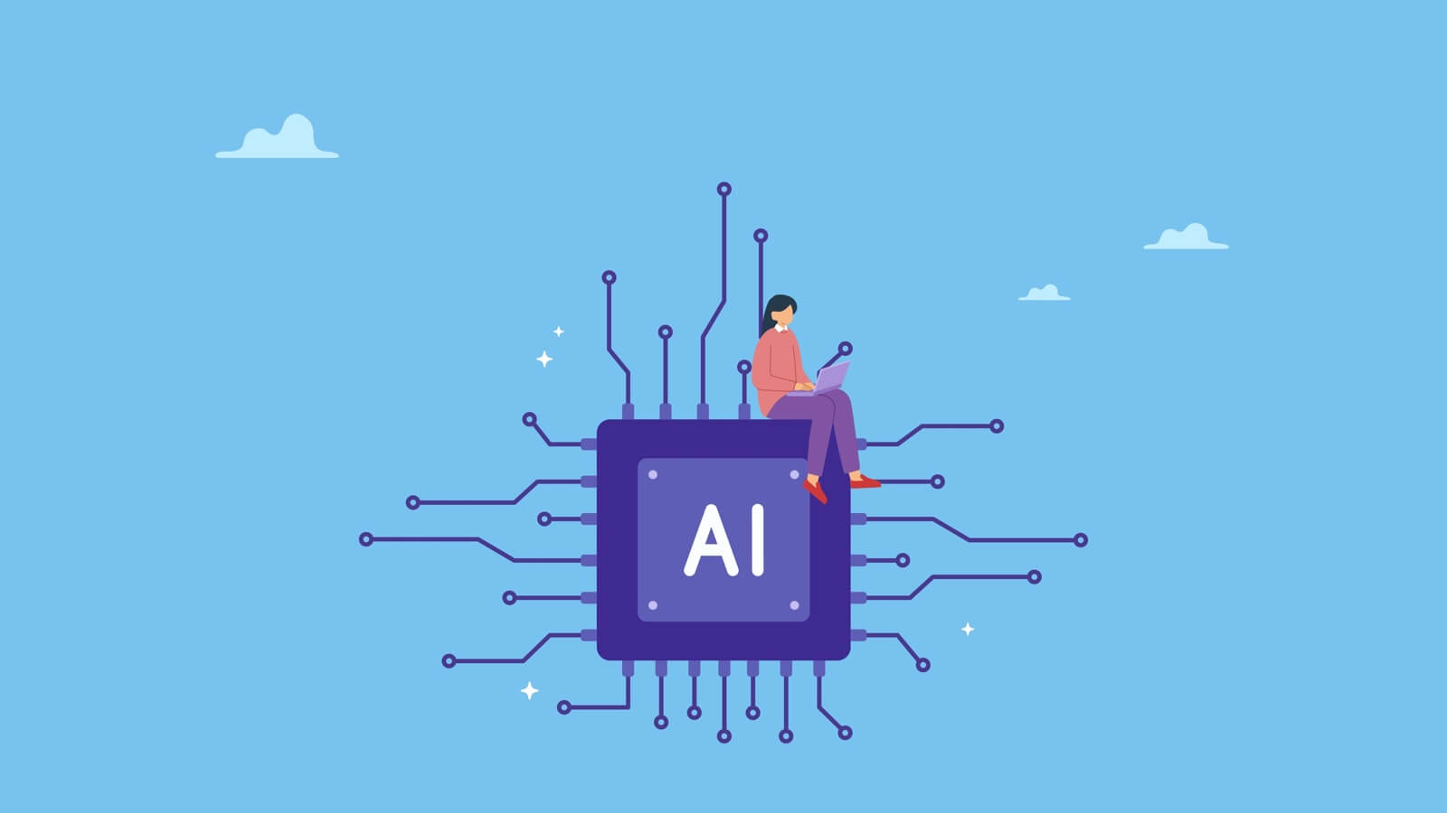 Woman,Work,With,Computer,Laptop,On,Ai,Artificial,Intelligence,Chip.